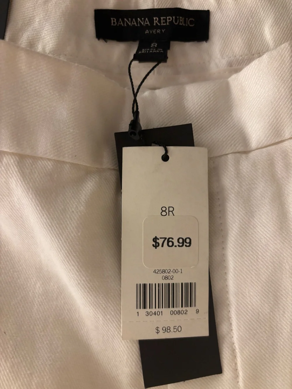 NTW BANANA REPUBLIC AVERY WHITE LINEN PANTS WOMENS SIZE 8